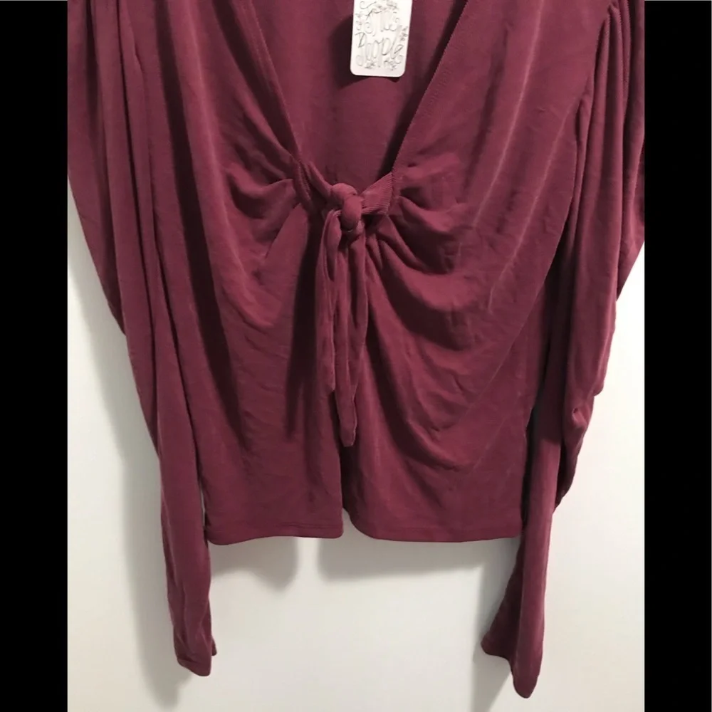 NWT Free People knot tie front ribbed jersey Large
